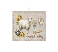 Tappetino scolapiatti con pecora girasole per bancone della cucina, tappetino assorbente in microfibra ispirato all'autunno, per bancone della cucina, 40,6 x 45,7 cm