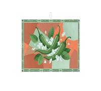 Tappetino scolapiatti con peperoncino verde per bancone della cucina, design moderno geometrico astratto a foglie, accessorio da cucina stagionale, tappetino in microfibra per protezione bar 40,6 x