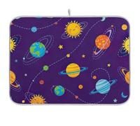Tappetino scolapiatti con pianeti e lune, per bancone della cucina, assorbente, reversibile, 45,7 x 61 cm