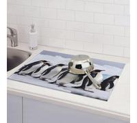 Tappetino scolapiatti con pinguini antartidi, per bancone della cucina, assorbente, in microfibra, reversibile, lavabile, 45,7 x 61 cm, facile da pulire, per decorare la casa, la cucina, la sala da