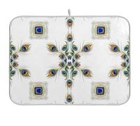 Tappetino scolapiatti con piume di pavone colorate, reversibile, per la decorazione della cucina e della casa, 45,7 x 61 cm