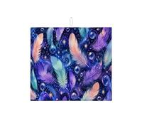 Tappetino scolapiatti con piume e bolle per bancone della cucina, tappetino assorbente in piuma viola, tappetino scolapiatti in microfibra bohémien celeste 40,6 x 45,7 cm