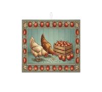 Tappetino scolapiatti con polli della fattoria, per bancone della cucina, tappetino scolapiatti assorbente per frutta rustica, tappetino scolapiatti vintage in microfibra per decorazione autunnale