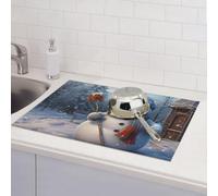 Tappetino scolapiatti con pupazzo di neve, per bancone della cucina, assorbente, in microfibra, reversibile, lavabile, 45,7 x 61,7 cm, facile da pulire, per decorare la casa, la cucina, la sala da