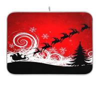 Tappetino scolapiatti con renna di Natale, tappetino da caffè rosso reversibile in microfibra per scolapiatti medio, 40,6 x 45,7 cm
