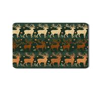 Tappetino scolapiatti con renna per bancone della cucina, tappetino scolapiatti in gomma assorbente rustico oro e verde, tappetino per scolapiatti invernale in pelle PU per bar 30,5 x 50,8 cm