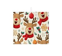 Tappetino scolapiatti con renna per cucina, tappetino assorbente natalizio per scolapiatti divertente, in microfibra, per proteggere il bancone della cucina, 40,6 x 45,7 cm