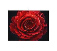 Tappetino scolapiatti con rosa rossa, per bancone della cucina, in microfibra, assorbente, riutilizzabile, lavabile, extra large, 45,7 x 61,7 cm