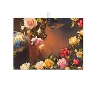 Tappetino scolapiatti con rose multicolore, 45 x 61 cm, super assorbente e lavabile in lavatrice