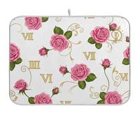 Tappetino scolapiatti con rose rosa vintage, tappetino scolapiatti reversibile, protezione per piano di lavoro della cucina, 45,7 x 61 cm