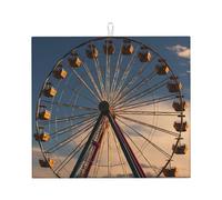 Tappetino scolapiatti con ruota panoramica per bancone della cucina, 45,7 x 40,6 cm, in microfibra super assorbente, tappetino scolapiatti antiscivolo, tappetino extra large per scolapiatti da cucina