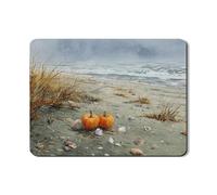 Tappetino scolapiatti con scena da spiaggia, tappetino scolapiatti in gomma assorbente per bancone della cucina, motivo zucca autunnale, tappetino scolapiatti in pelle PU naturale, decorazione per