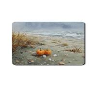 Tappetino scolapiatti con scena da spiaggia, tappetino scolapiatti in gomma assorbente per bancone della cucina, motivo zucca autunnale, tappetino scolapiatti in pelle PU naturale, decorazione per