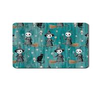 Tappetino scolapiatti con scheletro di Halloween, motivo gatto spettrale, in gomma assorbente, tappetino scolapiatti in pelle PU autunnale per decorazione bancone della cucina, 30,5 x 50,8 cm