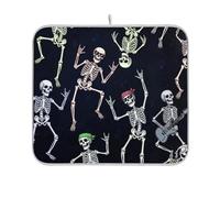 Tappetino scolapiatti con scheletro di Halloween, tappetino reversibile da bar, in microfibra, per decorazione del piano di lavoro della cucina, 40,6 x 45,7 cm