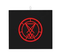 Tappetino scolapiatti con sigillo magico di Lucifero, simbolo satanico di Satana, 16"" x 18"" in, assorbente, in microfibra, per piano di lavoro della cucina, multiuso, per scolapiatti, nero