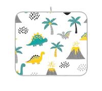 Tappetino scolapiatti con simpatico dinosauro astratto bianco, tappetino scolapiatti per bancone della cucina, 45,7 x 61 cm