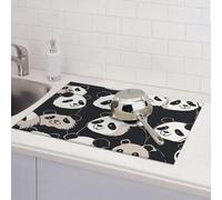 Tappetino scolapiatti con simpatico panda per cucina, assorbente, in microfibra, reversibile, lavabile, 45,7 x 61,7 cm, facile da pulire, decorazione per casa, cucina, sala da pranzo, ufficio