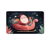 Tappetino scolapiatti con slitta di Babbo Natale per bancone della cucina, tappetino scolapiatti in gomma assorbente rosso natalizio per bar, 30,5 x 50,8 cm