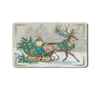 Tappetino scolapiatti con slitta di renna per bancone della cucina, tappetino in gomma assorbente vintage verde per scolapiatti in pelle sintetica per decorazione 30,5 x 50,8 cm