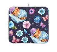 Tappetino scolapiatti con stampa a fiori di tigre blu, assorbente ad asciugatura rapida, tappetino da cucina per piatti, 45,7 x 61 cm