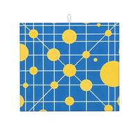 Tappetino scolapiatti con stampa a griglia blu e gialla, grande tappetino assorbente per scolapiatti da cucina per bancone