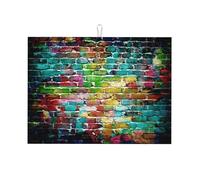 Tappetino scolapiatti con stampa a muro di mattoni colorati, assorbente, tappetino scolapiatti per cucina, tappetino antiscivolo, tovaglietta, 45,7 x 61 cm