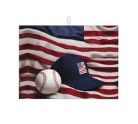 Tappetino scolapiatti con stampa bandiera americana e baseball per cucina, tappetino scolapiatti in microfibra, protezione assorbente per piano di lavoro