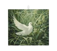 Tappetino scolapiatti con stampa di erba e colomba per cucina, assorbente, riutilizzabile, per lavello, utensili da tavolo