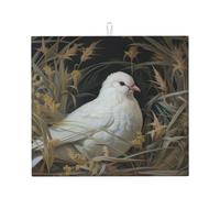 Tappetino scolapiatti con stampa di erba e colomba per cucina, assorbente, riutilizzabile, per lavello, utensili da tavolo