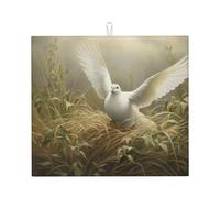 Tappetino scolapiatti con stampa di erba e colomba per cucina, assorbente, riutilizzabile, per lavello, utensili da tavolo