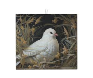 Tappetino scolapiatti con stampa di erba e colomba per cucina, assorbente, riutilizzabile, per lavello, utensili da tavolo