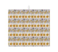 Tappetino scolapiatti con stampa di girasoli su legno per cucina, assorbente, riutilizzabile, per lavello, utensili da tavolo