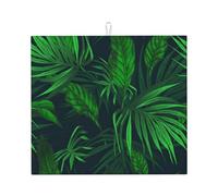 Tappetino scolapiatti con stampa di piante tropicali verdi della giungla tropicale, tappetino assorbente per piano di lavoro, adatto per conservare coltelli, tazze e piatti.