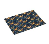 Tappetino scolapiatti con stampa di squalo con fiamma dorata, super assorbente, in microfibra, grande, per bancone della cucina, 45,7 x 61 cm, facile da pulire, decorazione per la casa