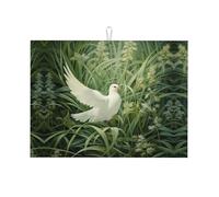 Tappetino scolapiatti con stampa erba e colomba per cucina, tappetino scolapiatti in microfibra, protezione assorbente per piano di lavoro