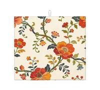 Tappetino scolapiatti con stampa floreale retrò, grande tappetino assorbente per scolapiatti da cucina in pietra per bancone