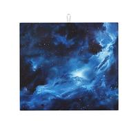 Tappetino scolapiatti con stampa galassia blu per cucina, assorbente, riutilizzabile, lavabile con antiscivolo