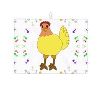Tappetino scolapiatti con stampa gallina cantante, 45,7 x 61 cm, adatto per posizionare piccoli elettrodomestici in cucina