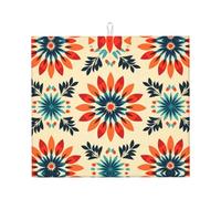 Tappetino scolapiatti con stampa geometrica con motivo floreale, grande tappetino da cucina assorbente per piatti in pietra per bancone