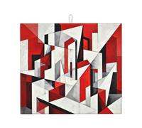 Tappetino scolapiatti con stampa geometrica rossa e bianca, grande tappetino assorbente per scolapiatti da cucina per bancone