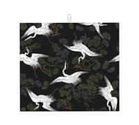 Tappetino scolapiatti con stampa gru giapponese, tappetino assorbente per piano di lavoro, adatto per riporre coltelli, tazze e piatti.