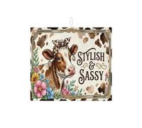 Tappetino scolapiatti con stampa mucca, per bancone della cucina, tappetino assorbente vintage floreale, tappetino scolapiatti in microfibra rustico per decorazione bancone della cucina, 40,6 x 45,7