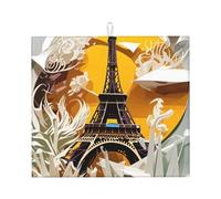 Tappetino scolapiatti con stampa Torre Eiffel di Parigi, assorbente, riutilizzabile, per lavello, utensili da tavolo