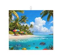 Tappetino scolapiatti con stampa tropicale sul mare, grande tappetino assorbente per scolapiatti da cucina per bancone