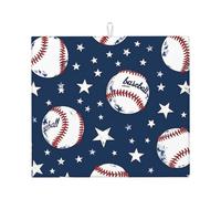 Tappetino scolapiatti con stella da baseball vintage, assorbente, per bancone della cucina, tappetino sportivo da caffè, protezione scolapiatti con anello per appenderlo, 40,6 x 45,7 cm