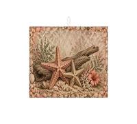Tappetino scolapiatti con stella marina costiera per bancone della cucina, tappetino scolapiatti assorbente da spiaggia vintage, tappetino scolapiatti in microfibra nautico estivo 40,6 x 45,7 cm