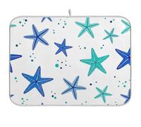 Tappetino scolapiatti con stella marina, reversibile, per la decorazione della casa e della cucina, 45,7 x 40,6 cm, colore: blu
