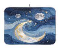 Tappetino scolapiatti con stelle nel cielo notturno per bancone della cucina, 45,7 x 61 cm, assorbente, scolapiatti in legno floreale