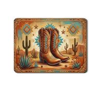 Tappetino scolapiatti con stivali occidentali, per bancone della cucina, tappetino scolapiatti in gomma assorbente marrone rustico, tappetino scolapiatti in pelle sintetica sud-occidentale autunnale